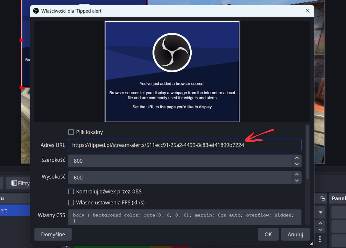 Wklej link do widgetu