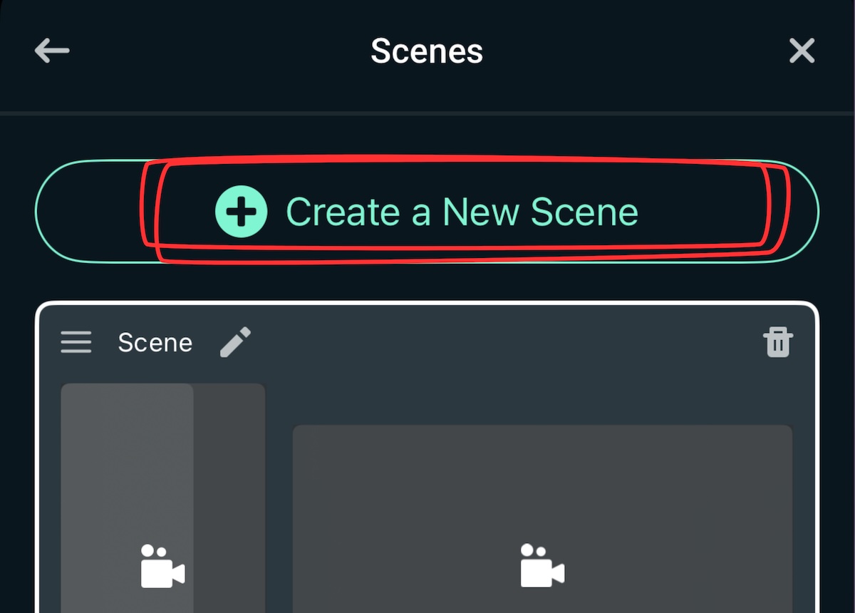 Wybierz create a new scene